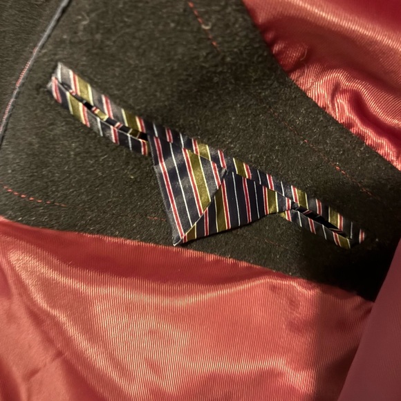 Daniel Hechter Black Pea Coat with Red Lining - Picture 9 of 11